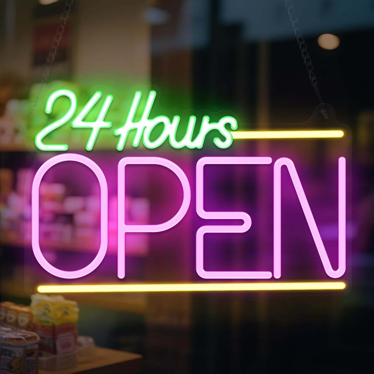 Decor Lighting Opening Hours - لافتة نيون مفتوح 24 ساعة بإضاءة