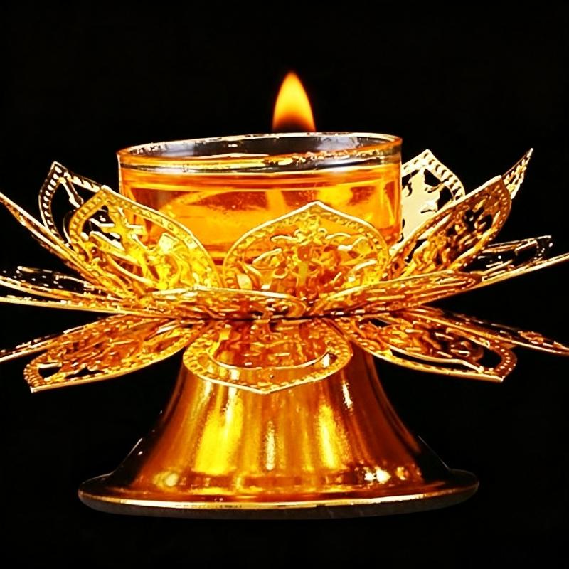 Vintage Lighting Decor - حامل شمعة الشاي بتصميم زهرة اللوتس