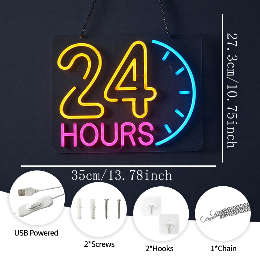 لافتة نيون مضيئة على مدار 24 س - مراجعة Decor Lighting Opening Hours وسعره