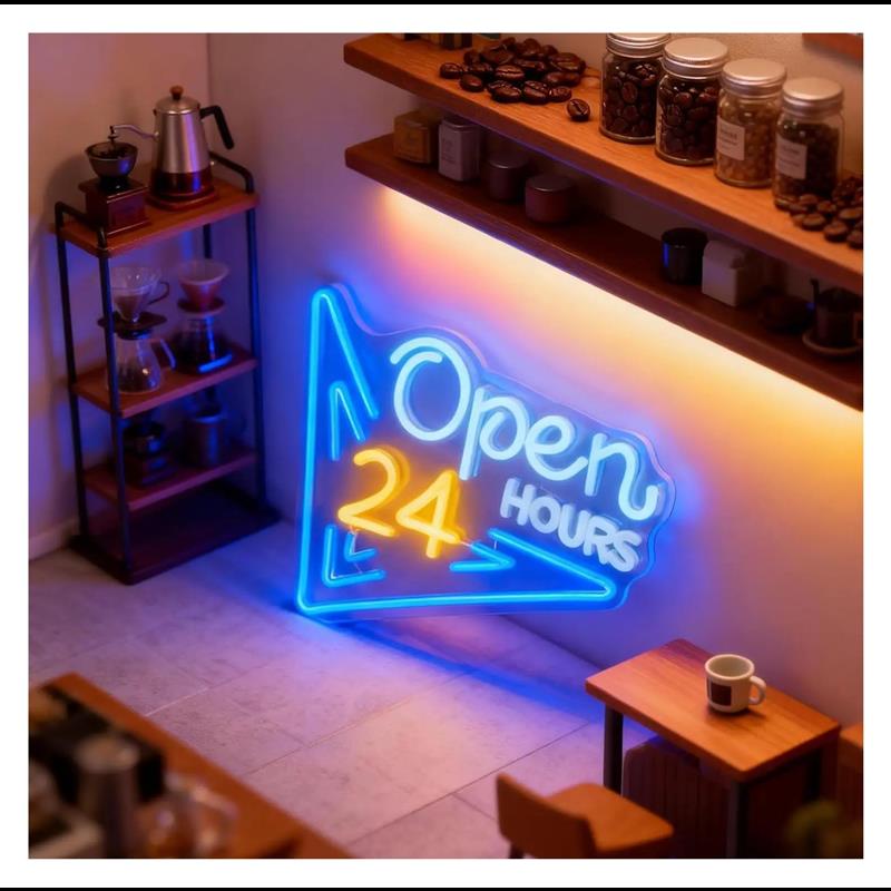 لافتة نيون مفتوحة على مدار 24  - مراجعة Decor Lighting Opening Hours وسعره