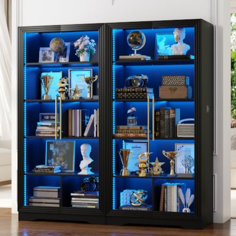 خزانة كتب بأبواب زجاجية وإضاءة - مراجعة Home Lighting & Decor St Catharines On وسعره