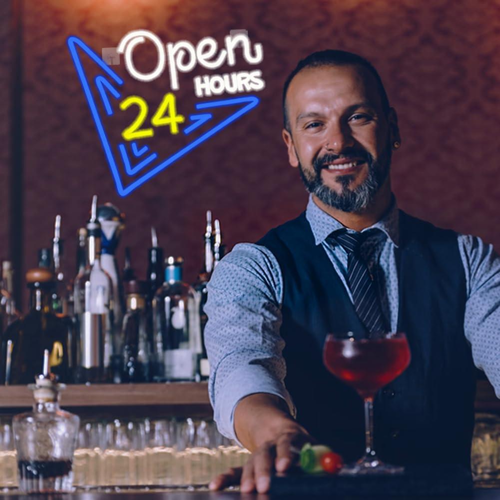 لافتة نيون مفتوح 24 ساعة مع إض - مراجعة Decor Lighting Opening Hours وسعره
