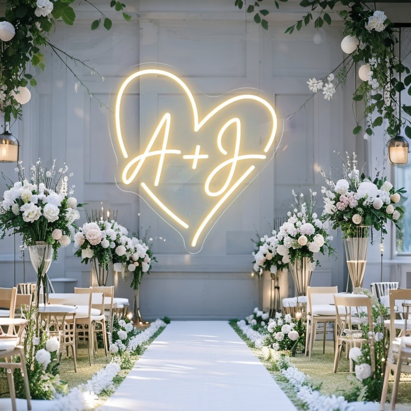مخصص الأحرف الأولى القلب LED ا - مراجعة Wedding Lighting And Decor وسعره