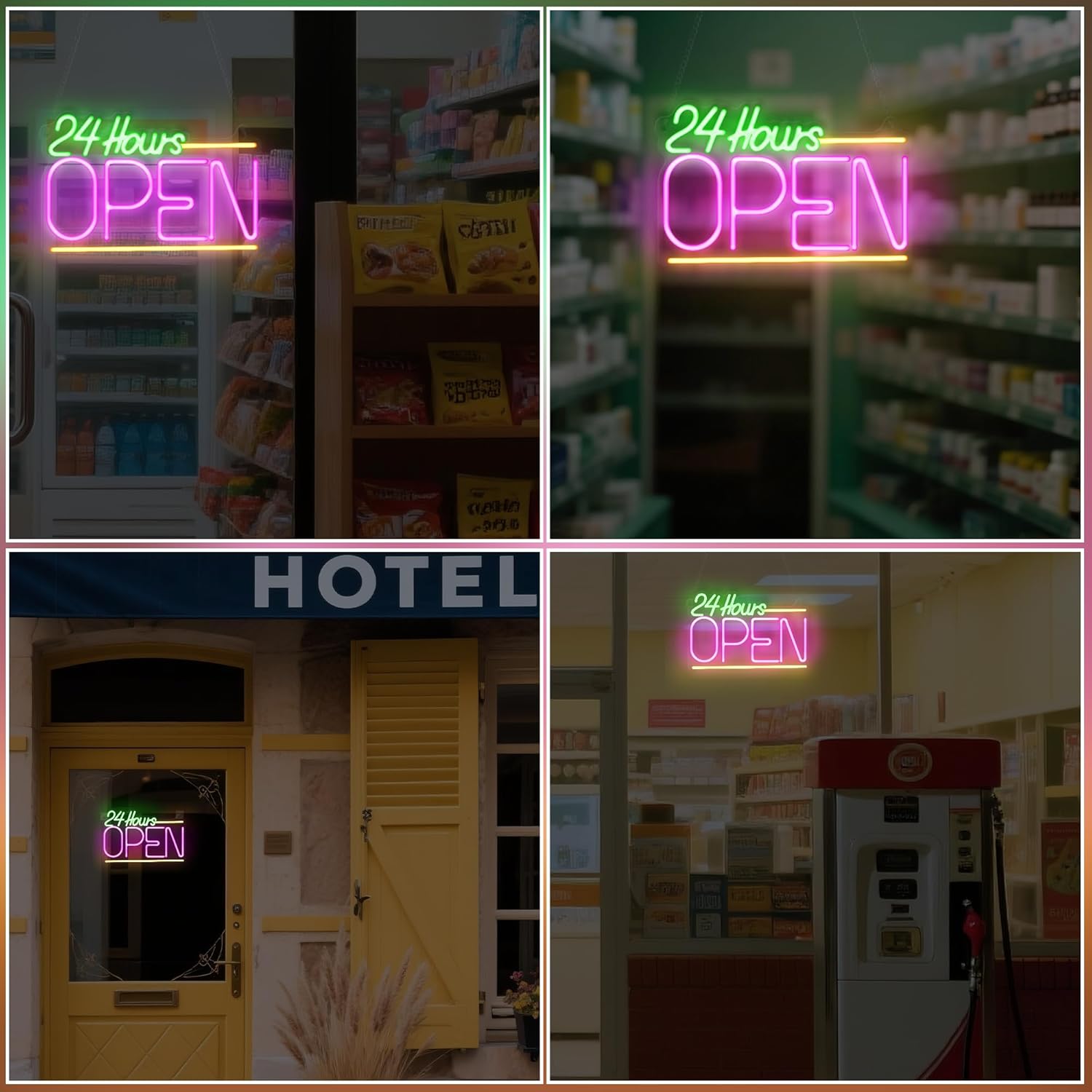لافتة نيون مفتوح 24 ساعة بإضاء - مراجعة Decor Lighting Opening Hours وسعره