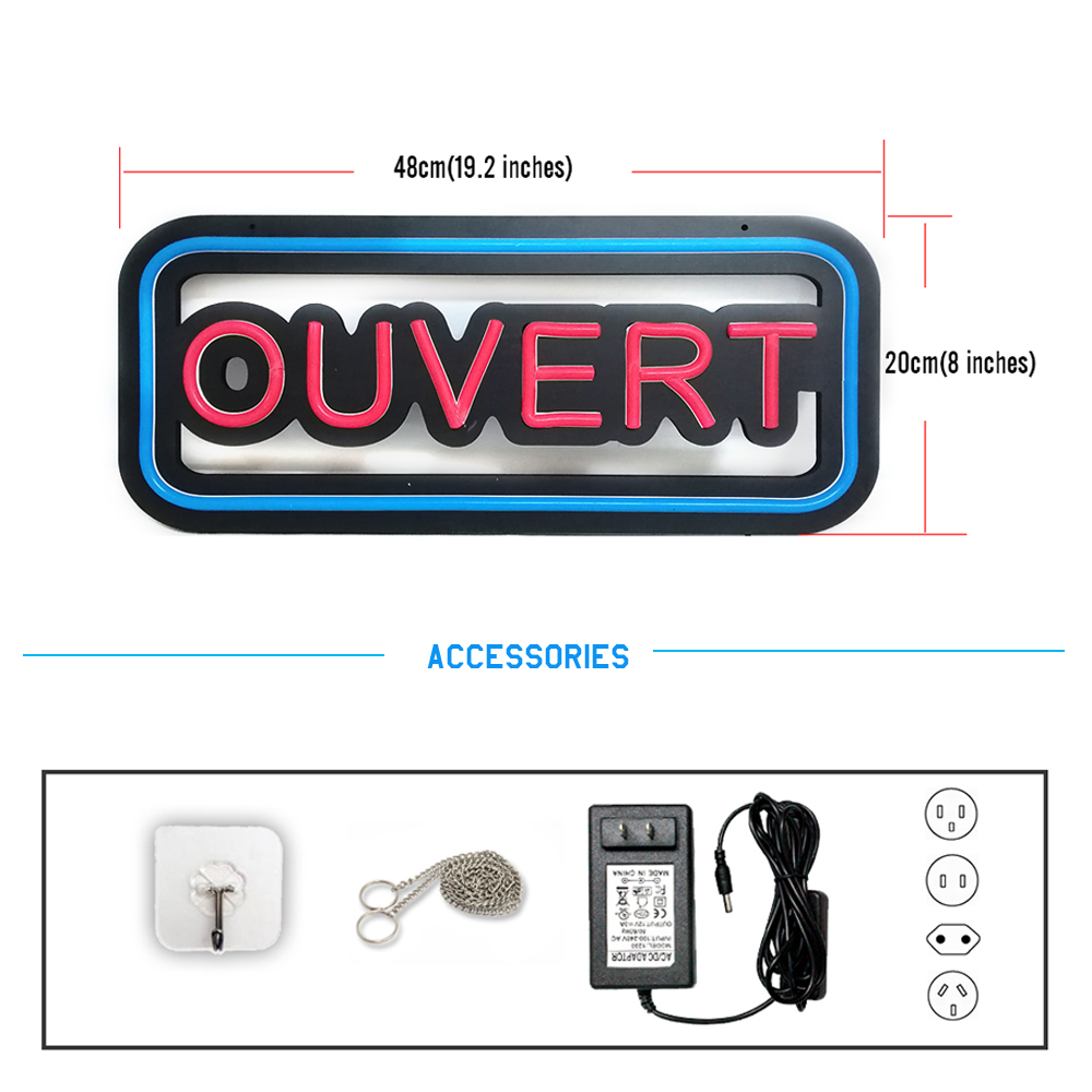 لافتة نيون 'OUVERT' مقاس 48 ×  - مراجعة Decor Lighting Opening Hours وسعره