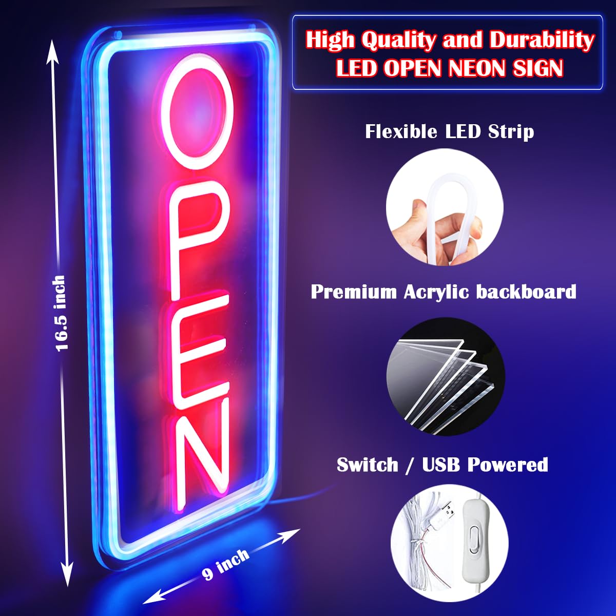 لافتة نيون LED مفتوحة، لافتة س - مراجعة Decor Lighting Opening Hours وسعره