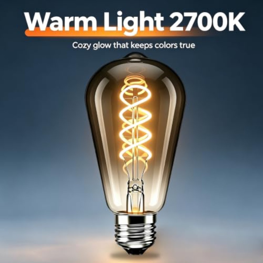 4 قطع من مصابيح LED إديسون ST6 - مراجعة Vintage Lighting Decor وسعره