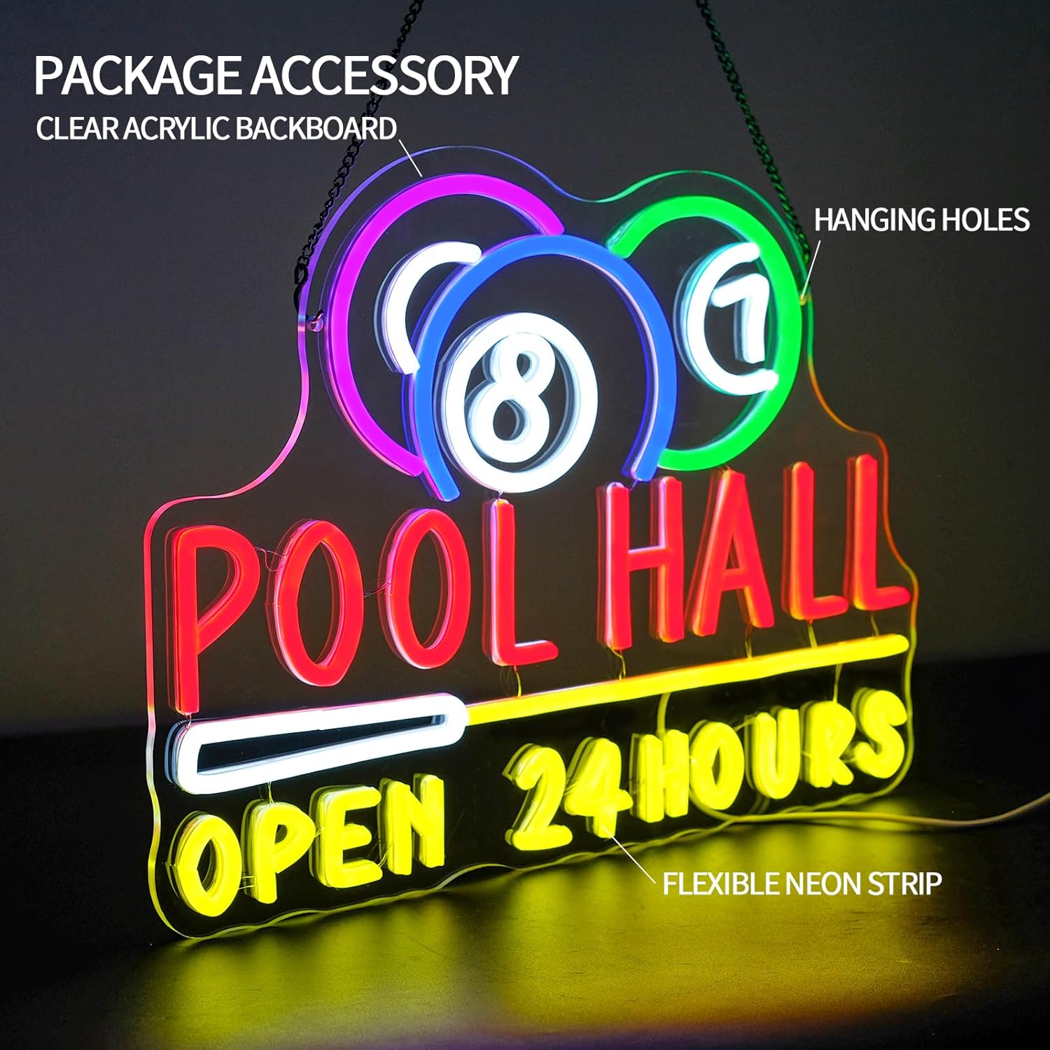 لافتة نيون لصالات البلياردو مف - مراجعة Decor Lighting Opening Hours وسعره