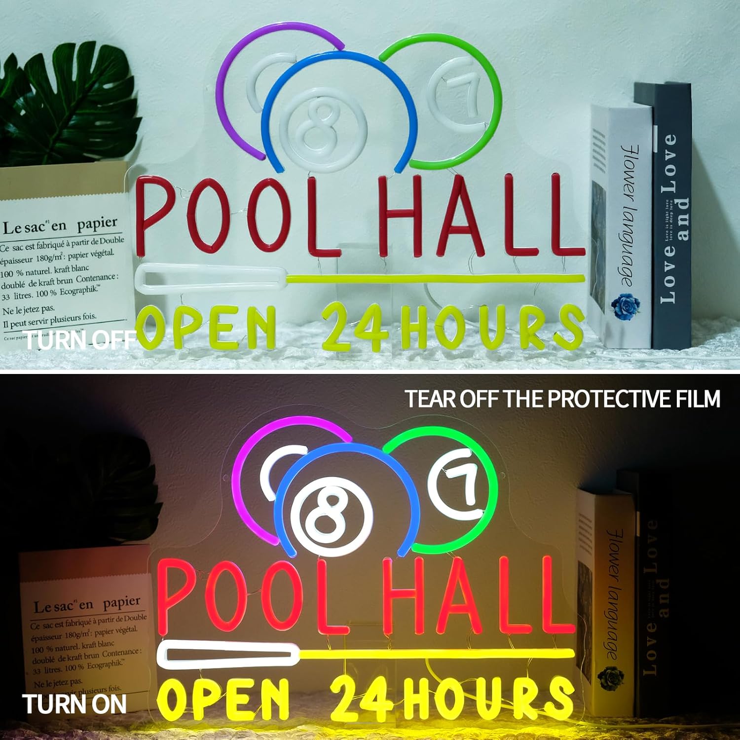 لافتة نيون لصالات البلياردو مف - مراجعة Decor Lighting Opening Hours وسعره