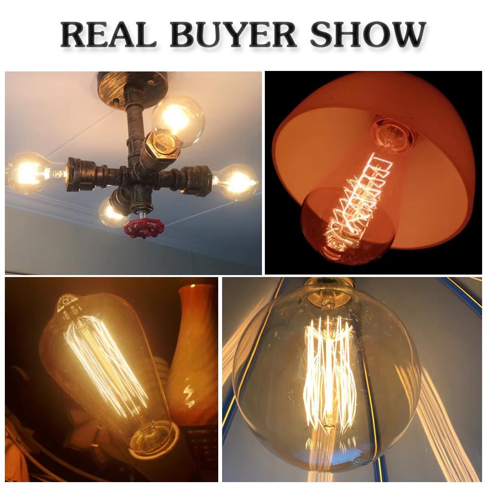 الرجعية اديسون ضوء لمبة E27 40 - مراجعة Vintage Lighting Decor وسعره